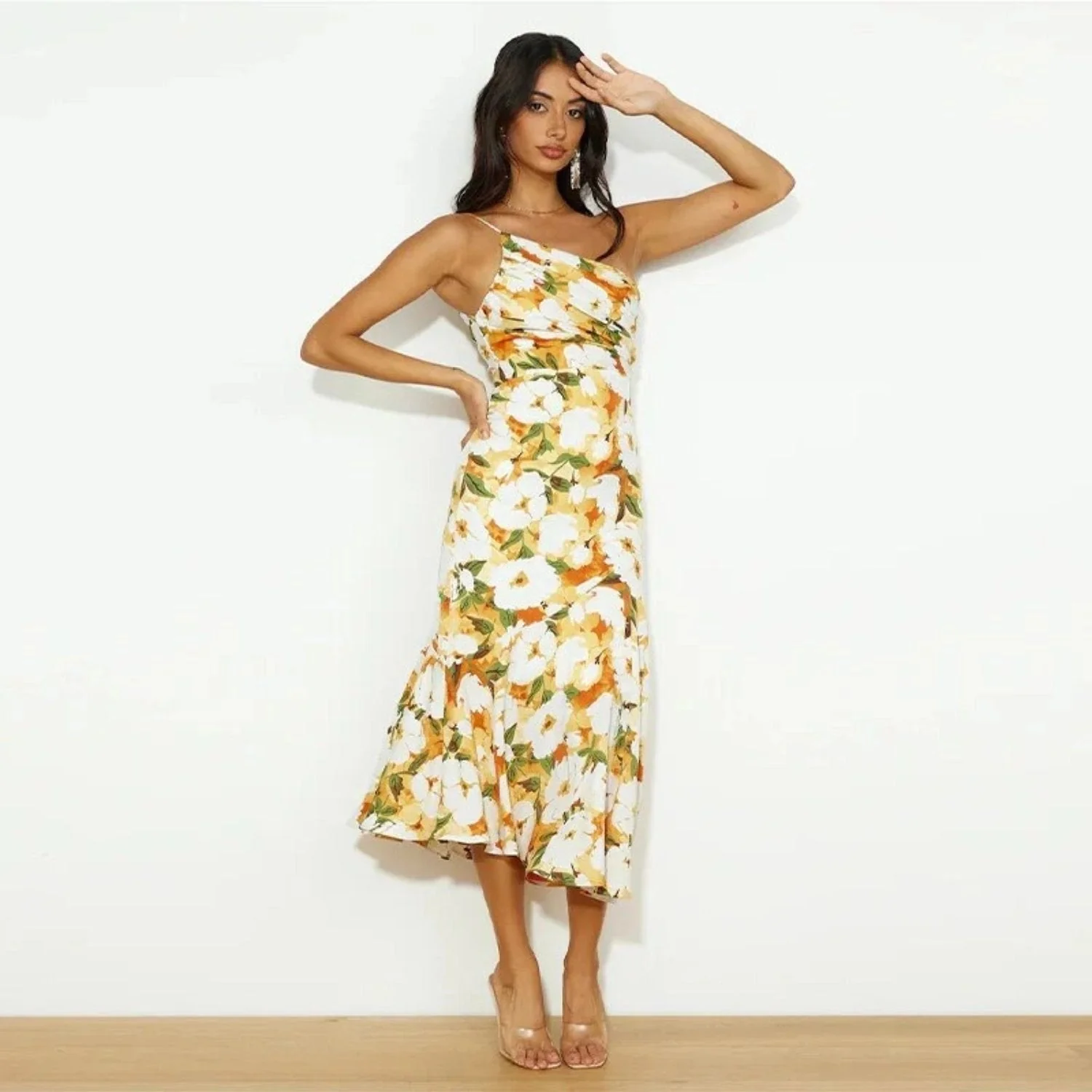 Sienna - Robe longue asymétrique à motif floral pour femme - Image 5
