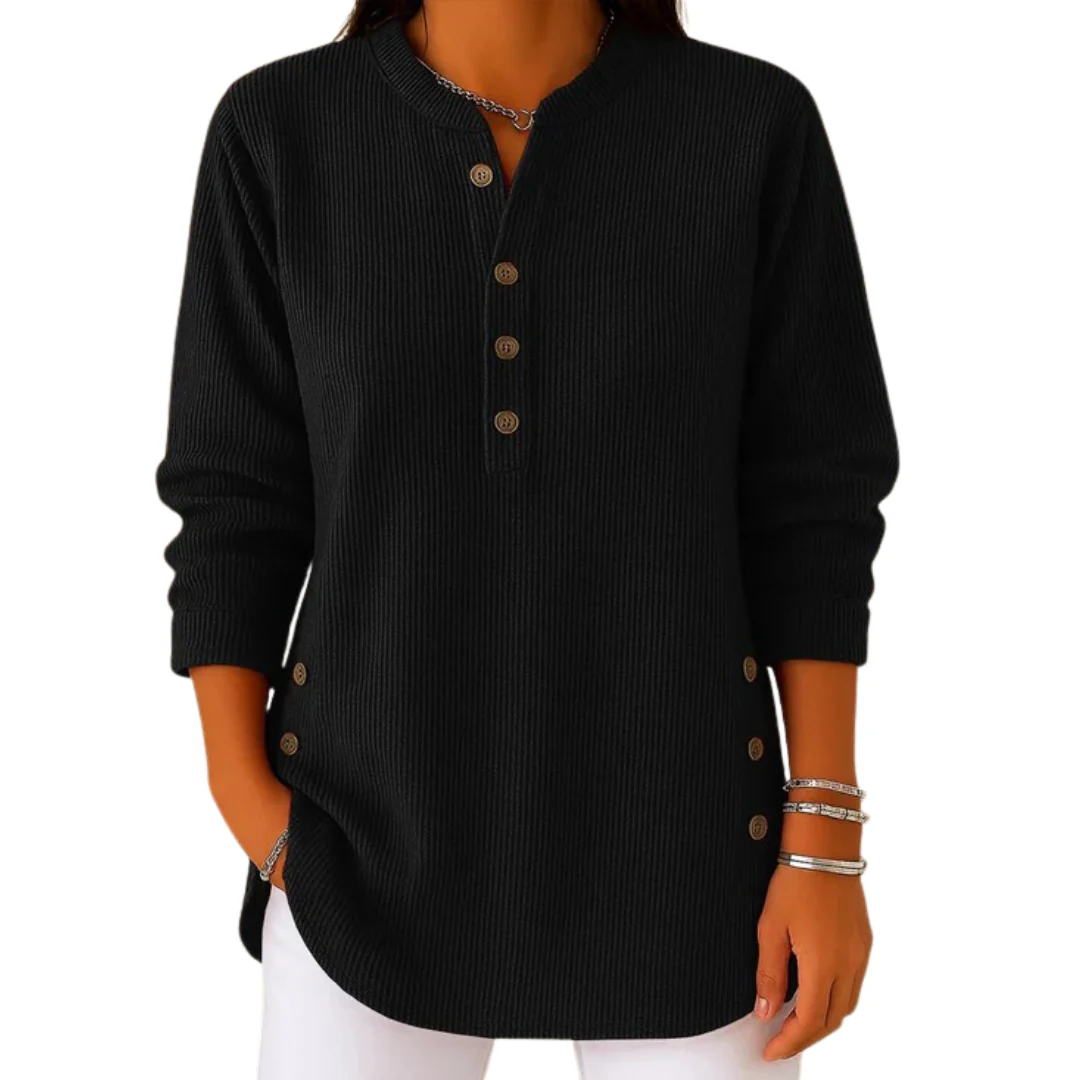 Sweat-shirt tricoté à manches longues avec patte de boutonnage pour femme - Image 10