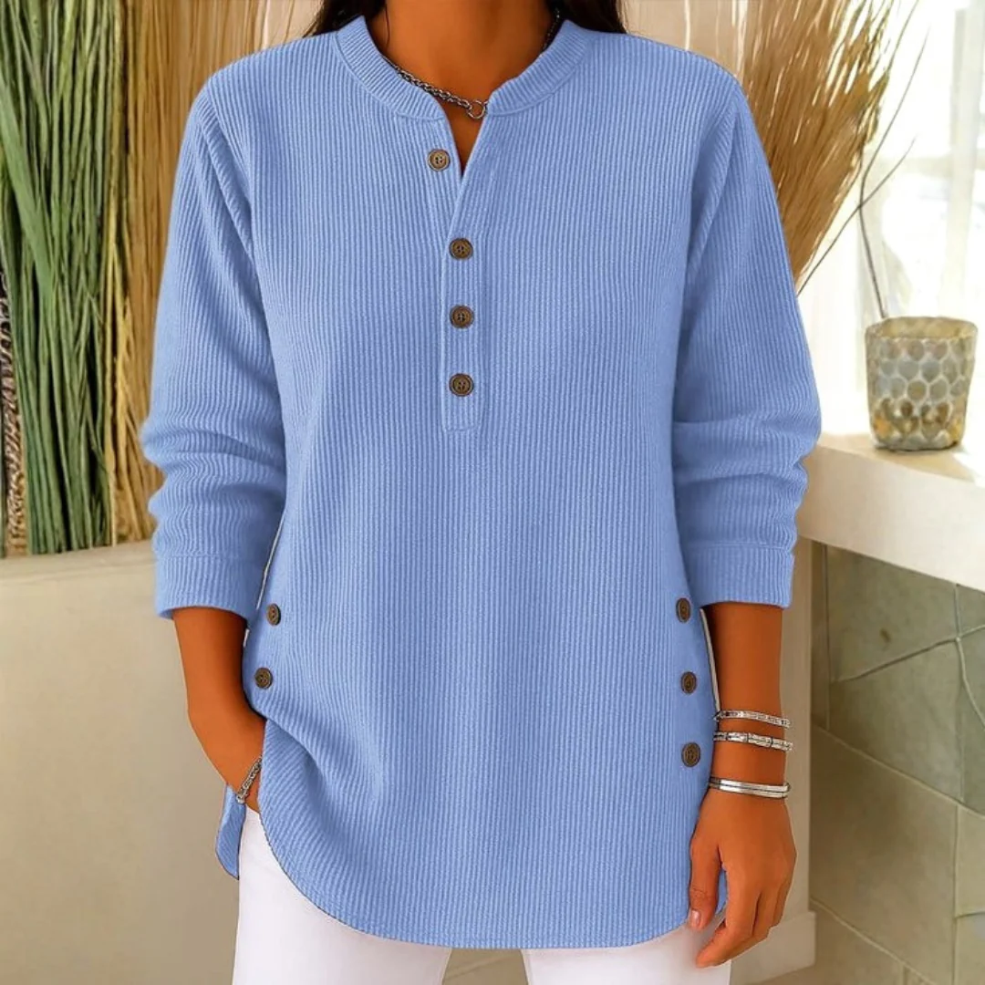 Sweat-shirt tricoté à manches longues avec patte de boutonnage pour femme - Image 7