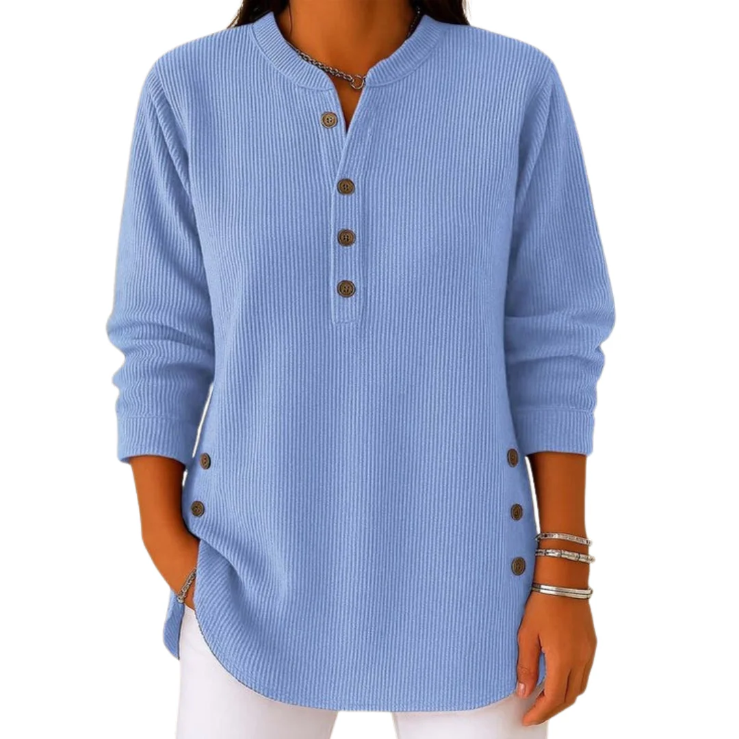 Sweat-shirt tricoté à manches longues avec patte de boutonnage pour femme - Image 9