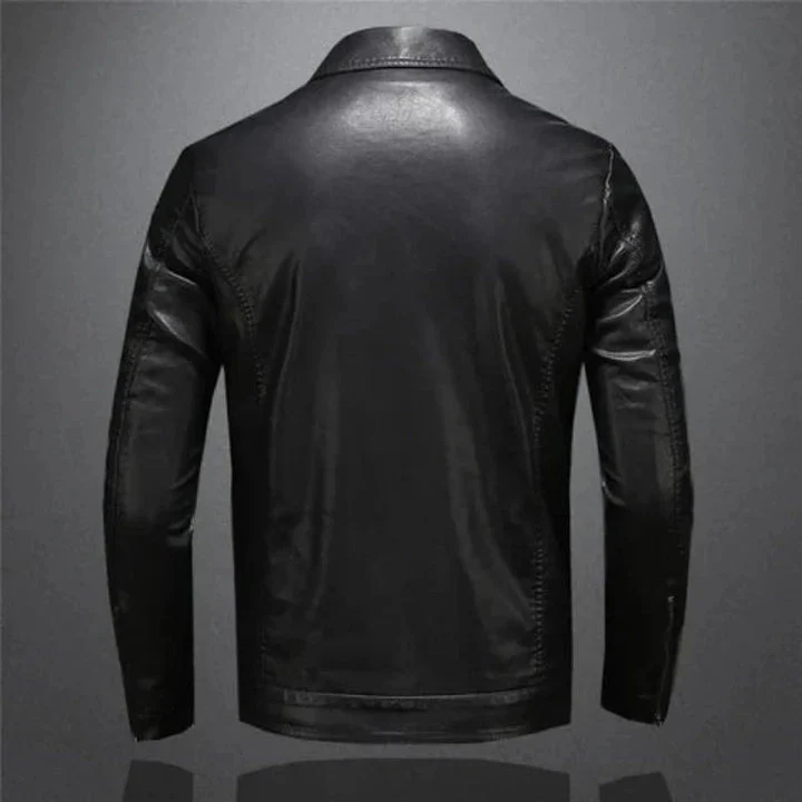 Veste en cuir noir homme - Image 3