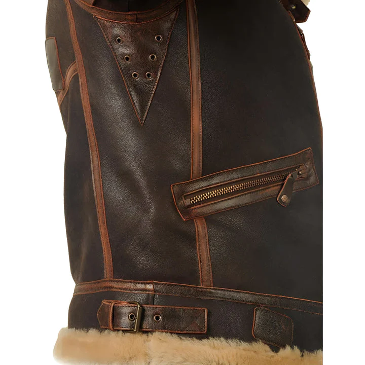 Veste pilote en cuir avec doublure chaude - Image 11