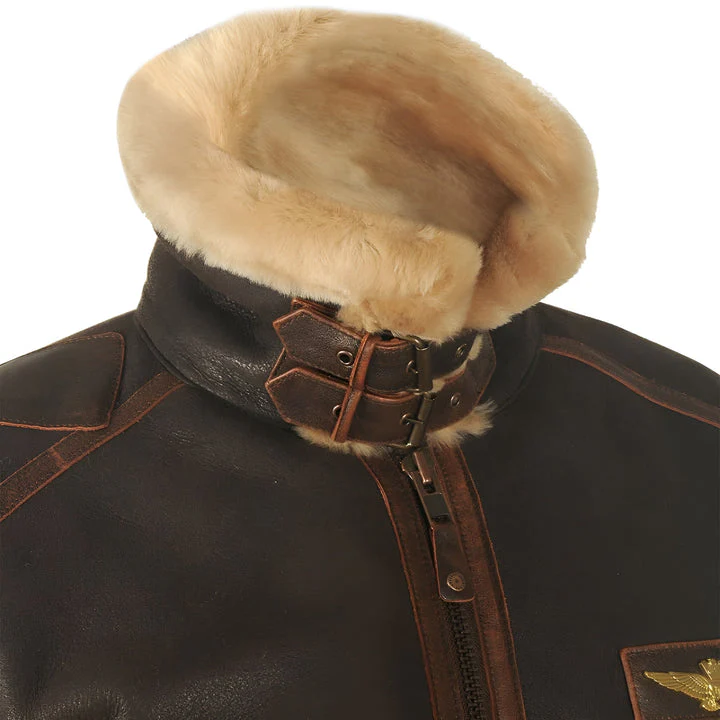 Veste pilote en cuir avec doublure chaude - Image 5